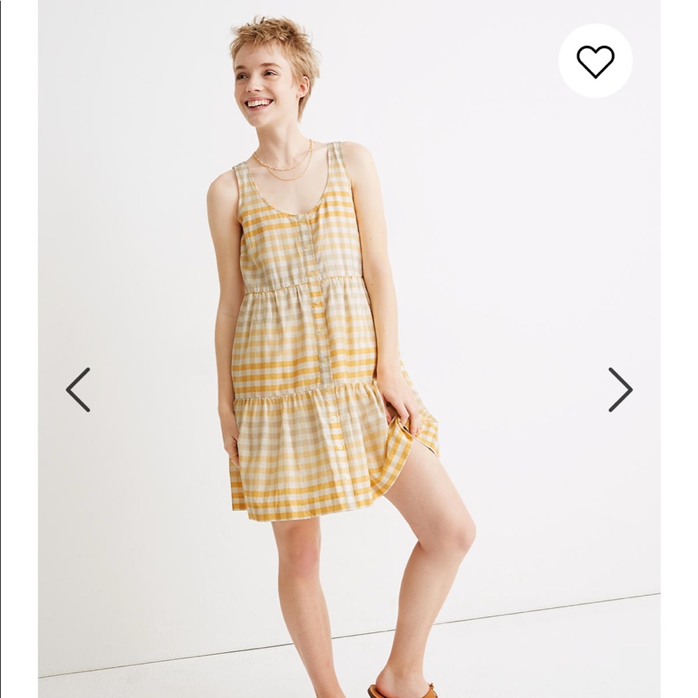 Madewell Button Front Tiered Mini Dress in Gingham